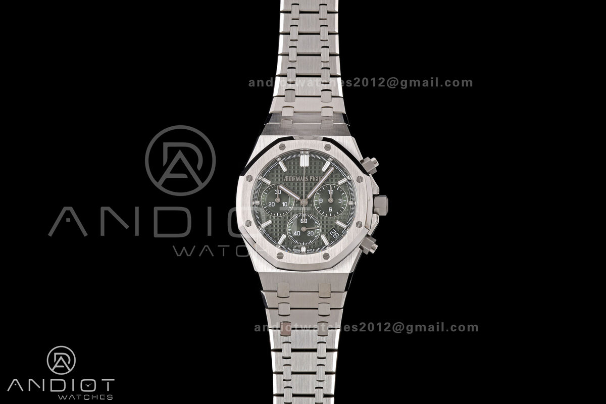 Royal Oak Chrono 26240 SS ZF 1:1 Best Edition Green Dial on SS Bracelet SA4401 Super Clone V2 (Free Sprung)